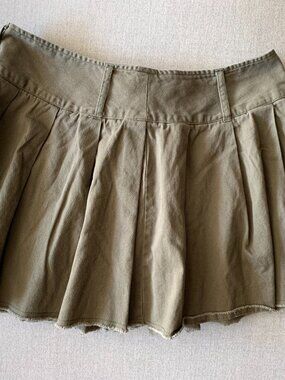 Social Collision Dark Green Mini Zip-Up Skirt
